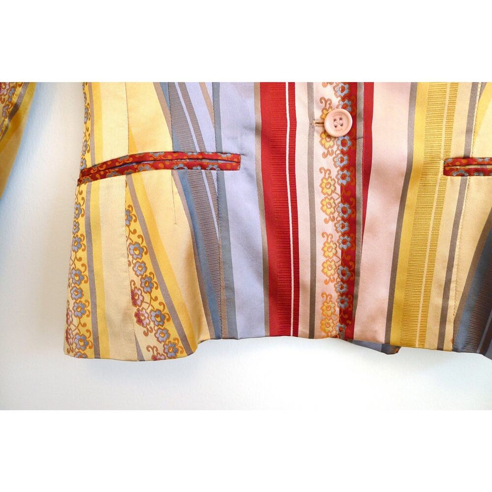 ESCADA SPORT Silk Satin Floral Stripe 2-Button Jacket Blazer YOOX 36 6 $1850 - Picture 4 of 14